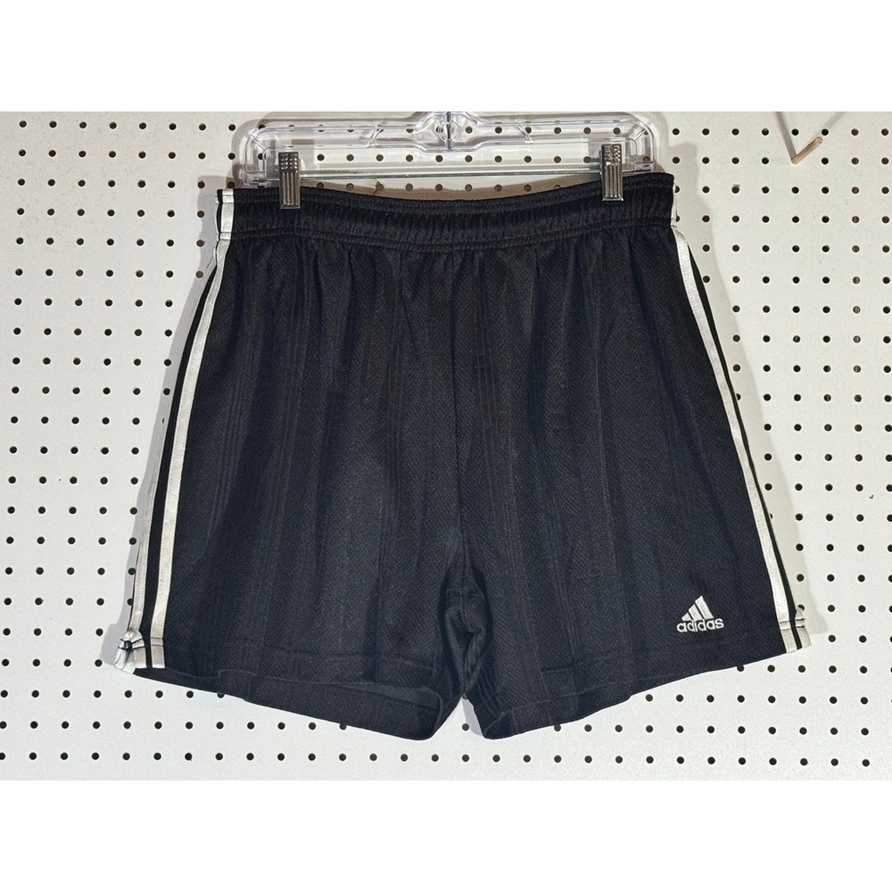 Adidas Mens Black Mesh Athletic Soccer Shorts Large 3 Stripe RN 88387